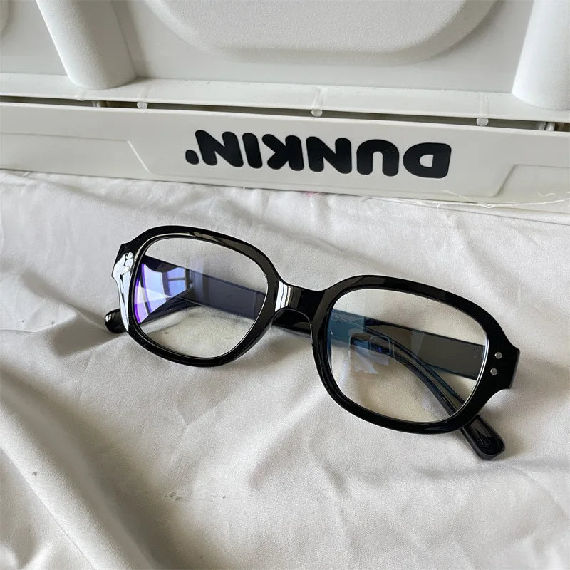 Retro Oval Glasses Frame - Modern Concave Design for Women