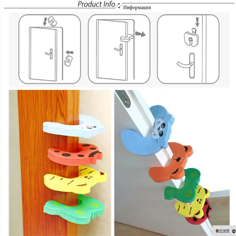 5-Piece Baby Door Safety Protector Set - Anti-Pinch Hand Door Stopper Child Lock Finger Guards