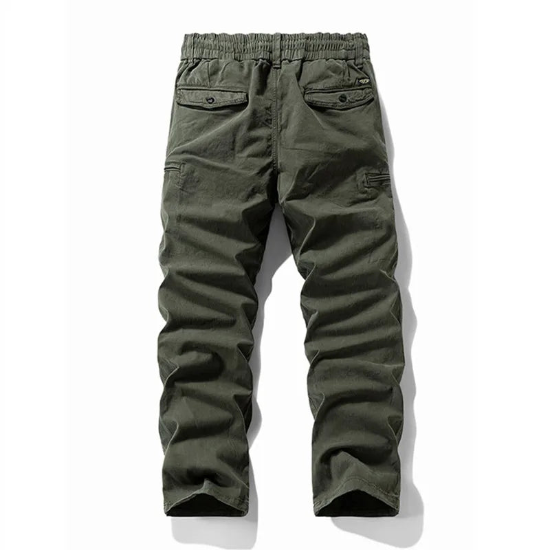 Cotton Straight Multi-Pocket Cargo Jogger Trousers