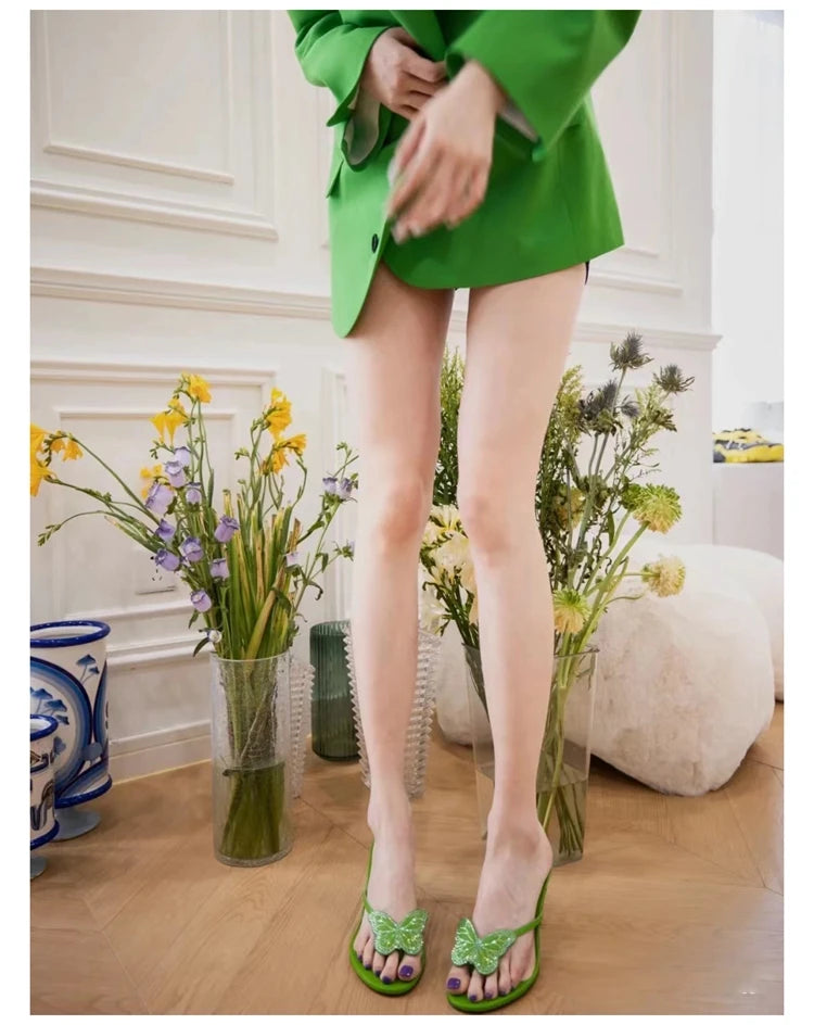 Women's Butterfly Flip Flops - High Heel Beach Sandals