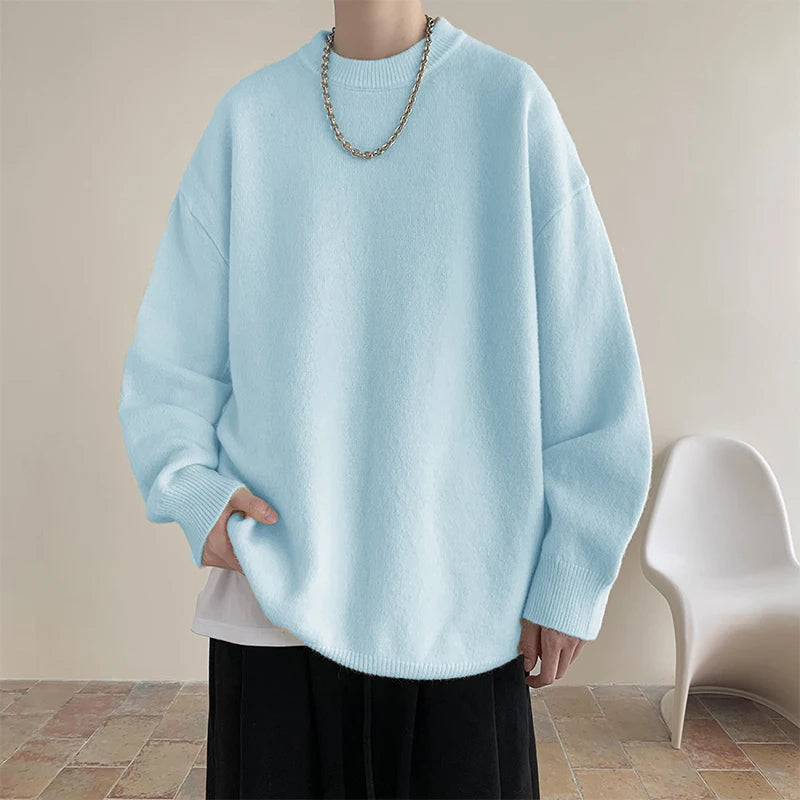 Men's Knit Pullover - Loose Casual O-Neck Sweater