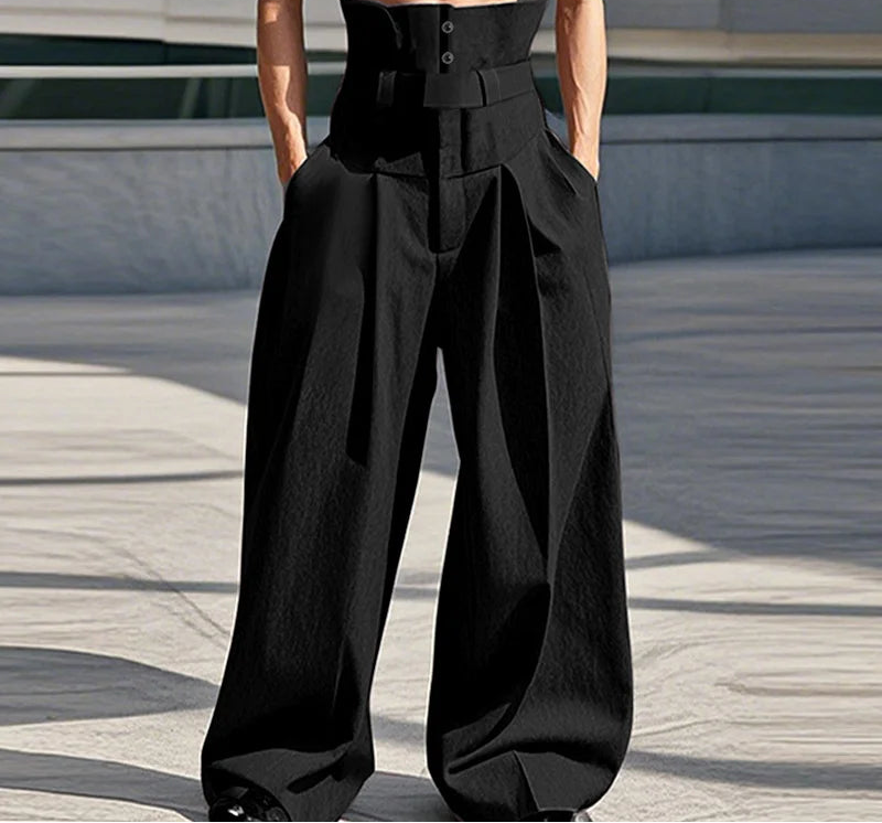 Deconstructed High Waist Wide Leg Trousers