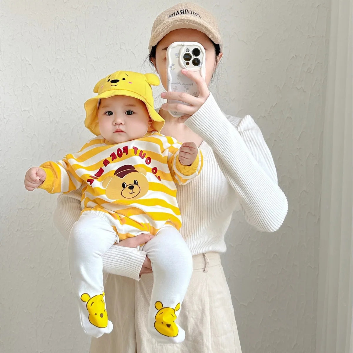 Baby's 100% Cotton Yellow Striped Bodysuit Outfit
