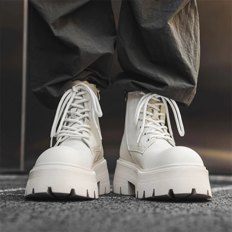 Men’s Platform Lace Up Plush Chunky High Top Ankle Boots