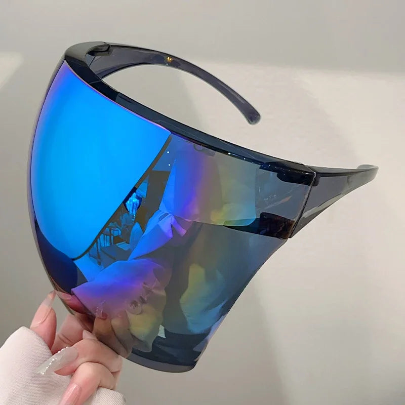 Unisex Huge Goggle Futuristic Mirror  Wrapped Round Anti-UV Sunglasses