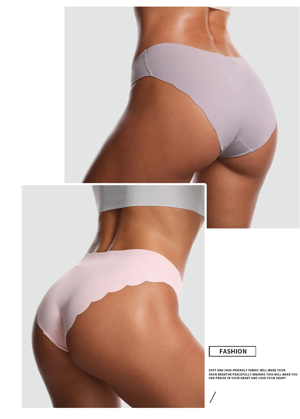 Women's 3Pcs/set Seamless Ice Silk Briefs Wavy Edge Underwear High Elasticity Lingerie