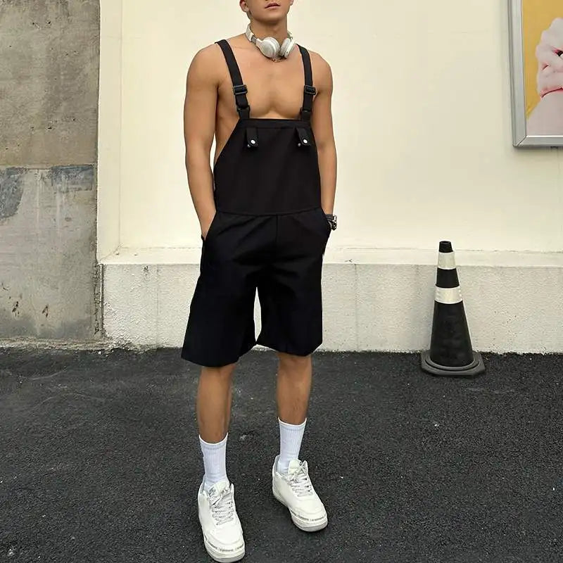 Men's Sleeveless Suspender Overalls Shorts