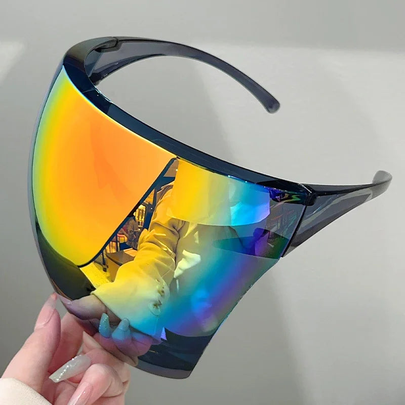 Unisex Huge Goggle Futuristic Mirror  Wrapped Round Anti-UV Sunglasses