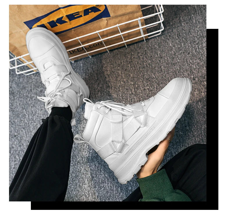 Men's High-Top Platform Sneakers - Casual Ankle Boots
