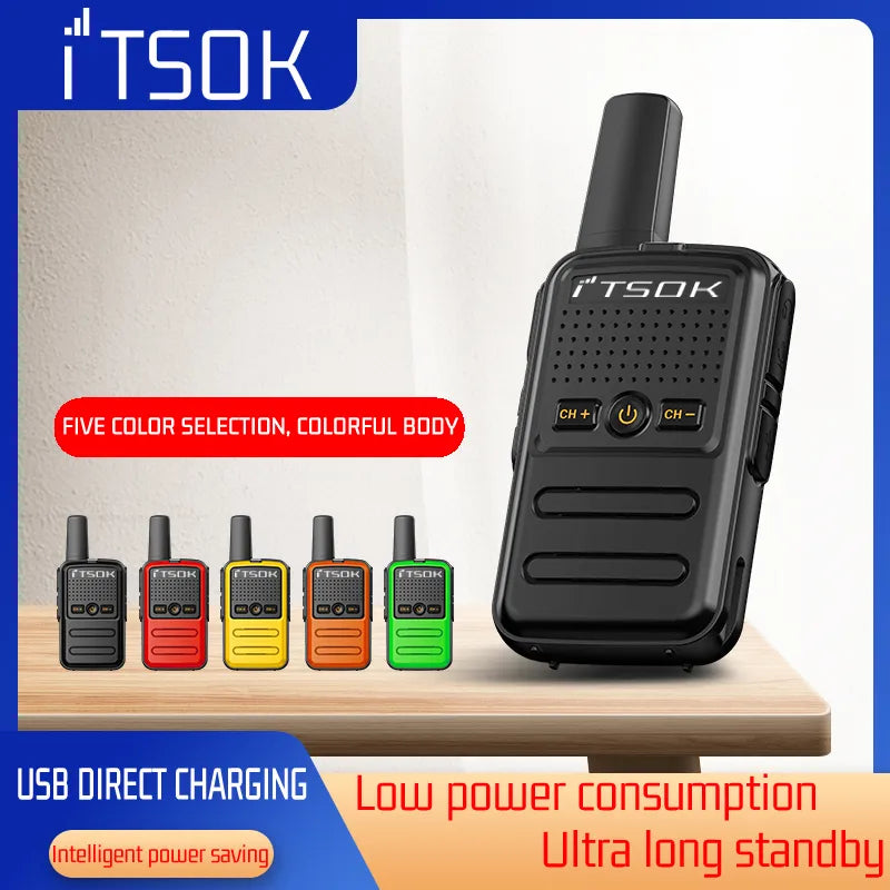 Children's 2pcs Mini Toy 1~5 Km UHF Two Way Transceiver Walkie Talkie Radio