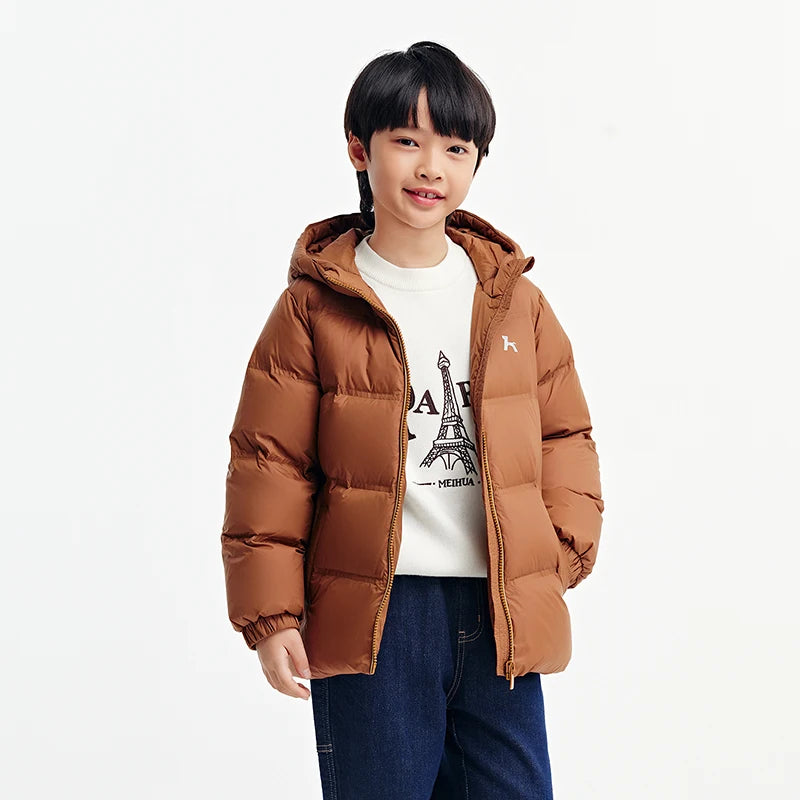 Children's Three-Proof Down Jacket - Hooded Winter Coat with Print