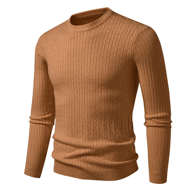 Slim Fit O-Neck Knit Pullover - Solid Colour Warm Sweater Unisex