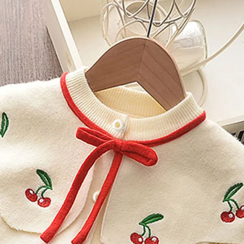 Girls' Knitted Embroidery Sweater & Skirt Set – Autumn Winter 2-Piece Outfit