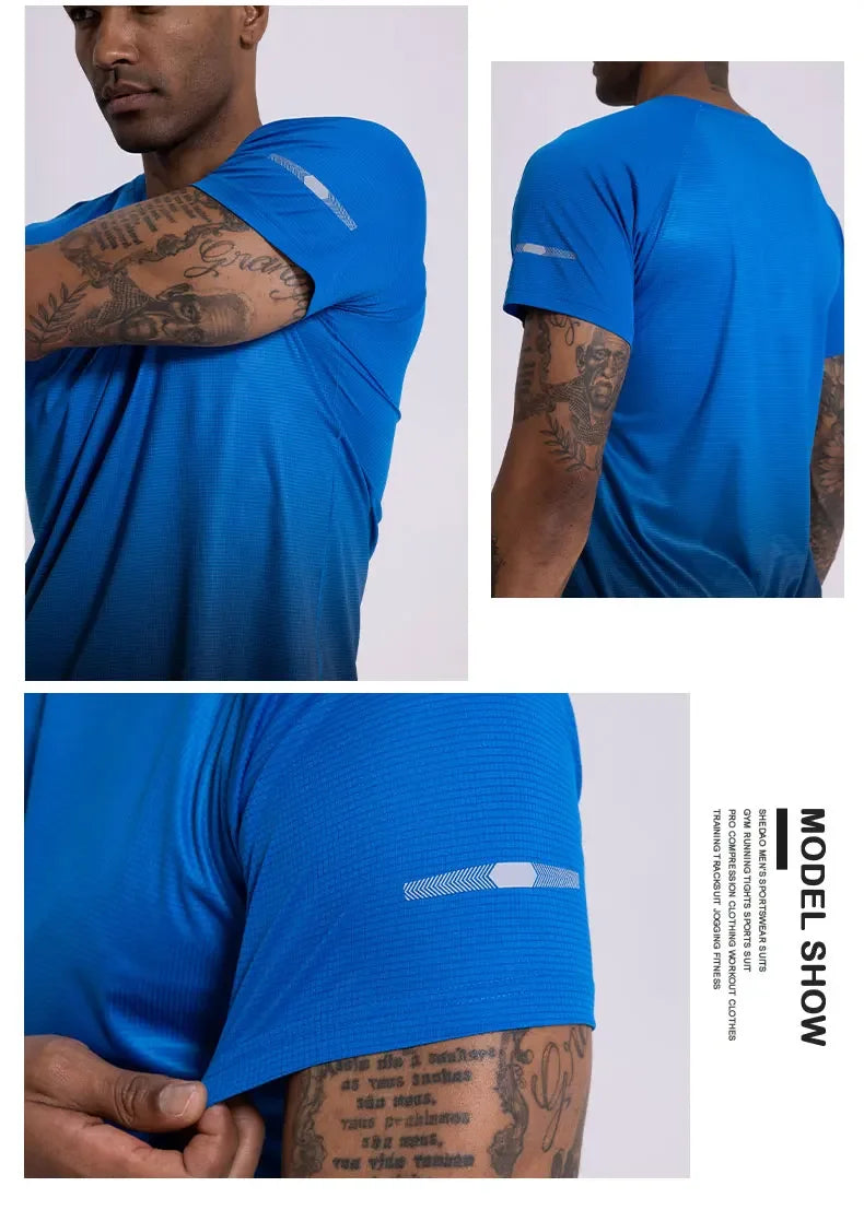 Men's Ice Silk Short Sleeve Running Exercise Sweatshirt Training  Sports T-Shirt