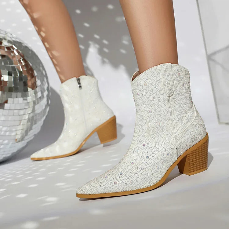 Pearl Pointed Toe Ankle Boots