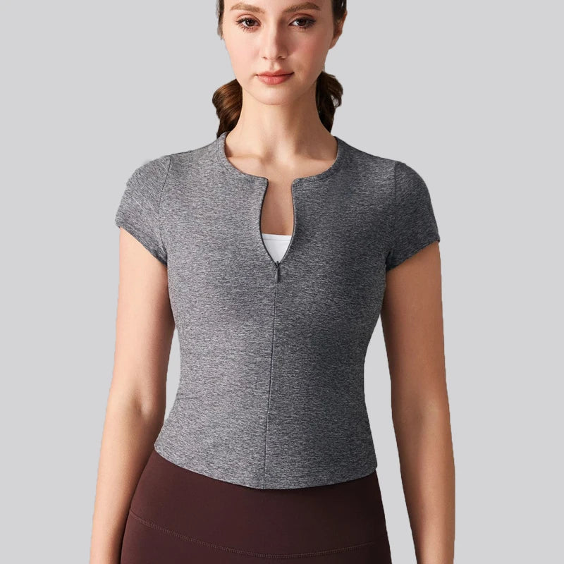 Women's Quick-Dry Yoga T-Shirt - Breathable Slim Fit Athletic Top