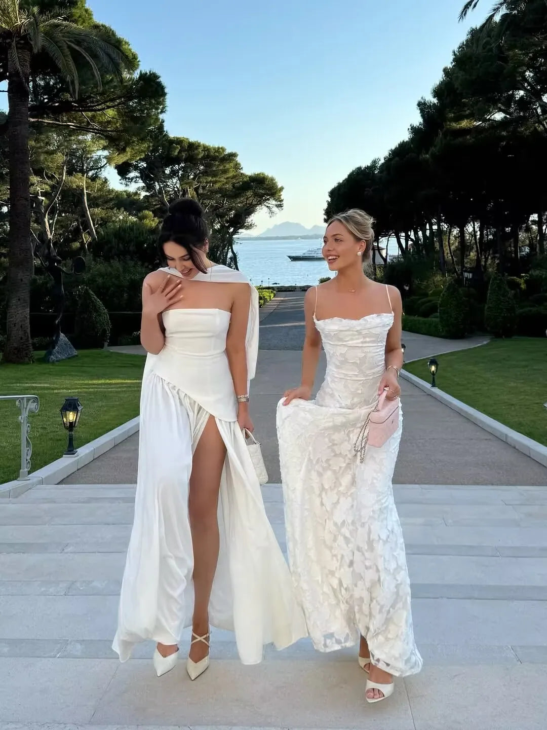 Backless Bandage Evening Dress - Elegant Jacquard A-Line Maxi Dress