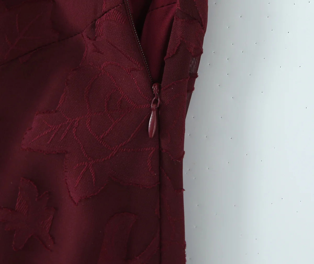 Backless Bandage Evening Dress - Elegant Jacquard A-Line Maxi Dress