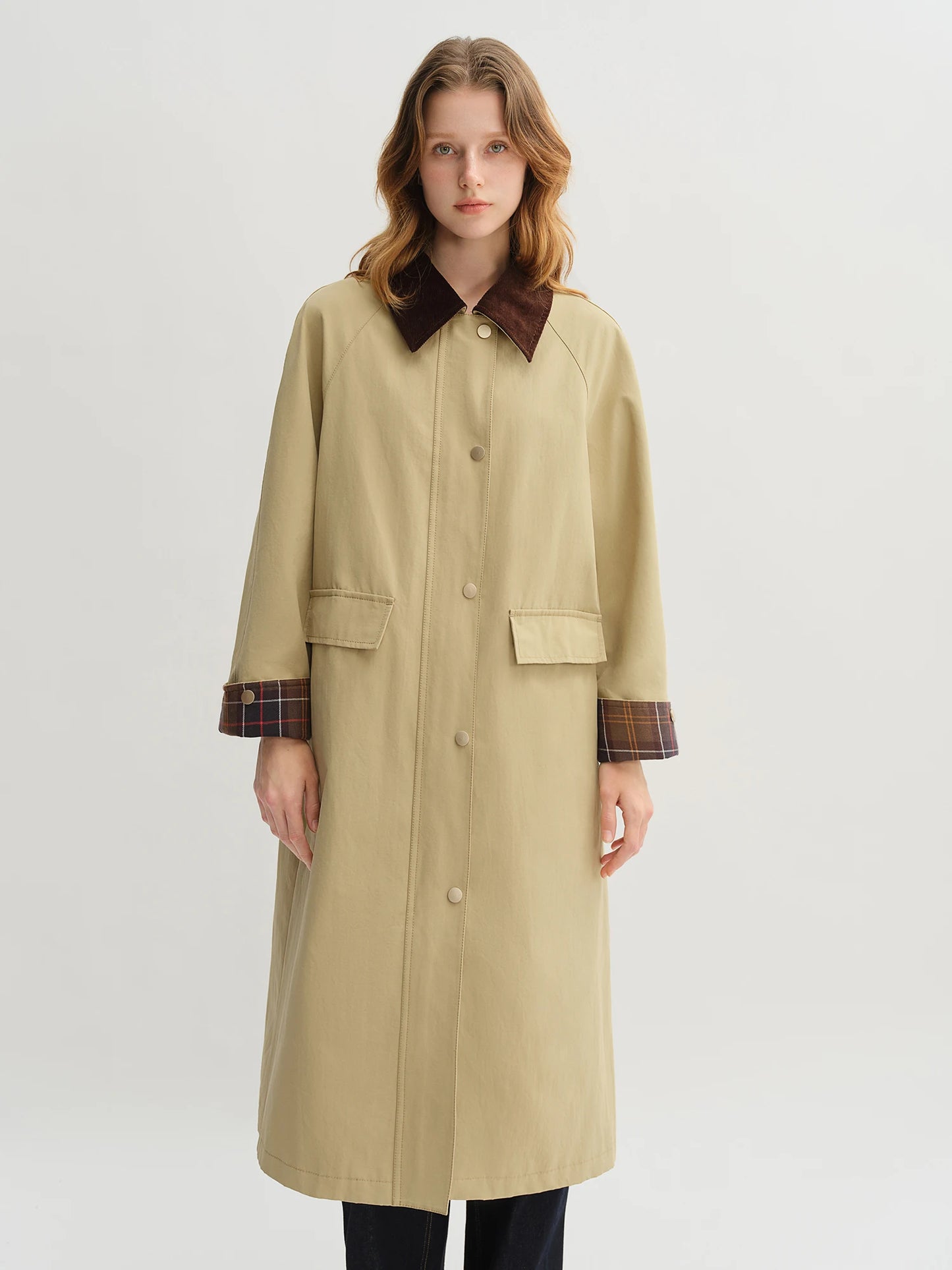 Women's Khaki Retro Barn Style Trench Coat - Long & Short Options