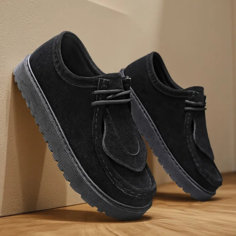 Men's Casual Platform Sneakers - Lace-Up Tennis Sports Shoes