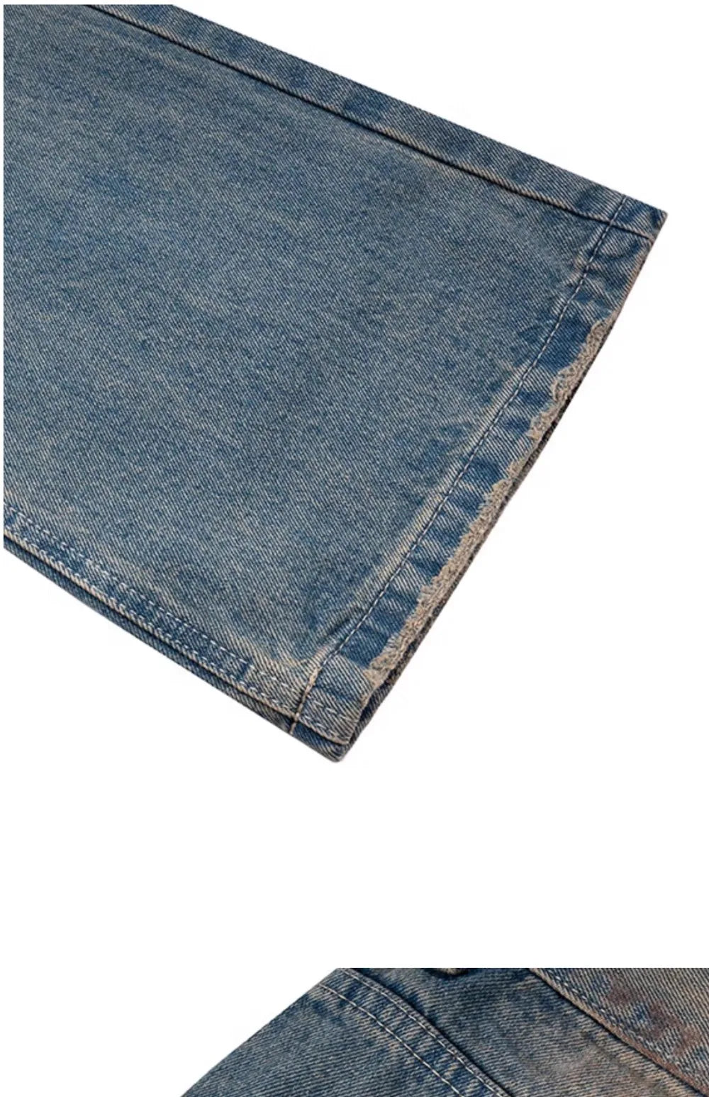 Men's Washed Stained Sprayed Distressed Dirty Frayed Loose Denim Jeans