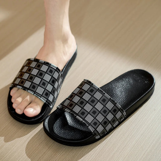 Men's Plaid Sandals Slippers Comfortable Sliders