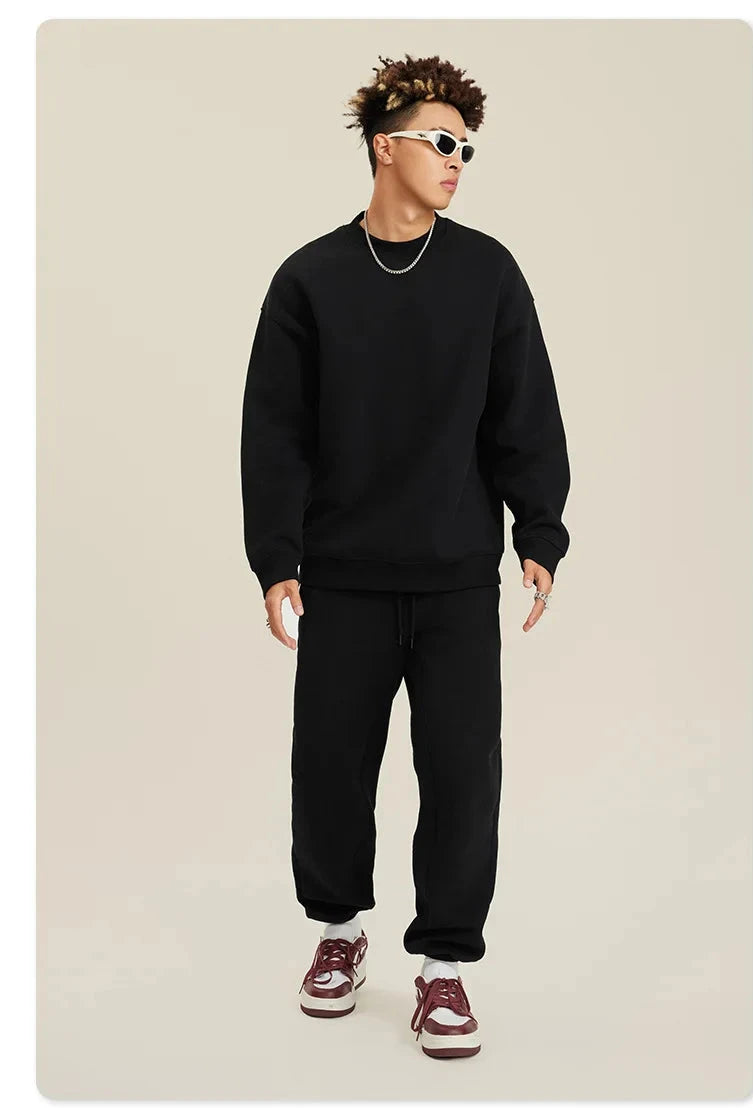 Unisex Round Neck Oversized Sweatshirt and Joggers Set