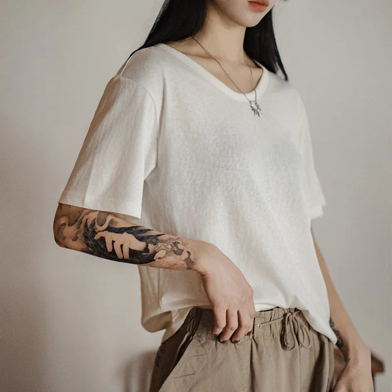 Women's Casual White T-Shirt - Lightweight Loose Fit Summer Top