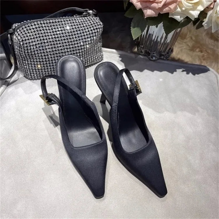 Women's Pointed Stiletto Sandals - One-Line Buckle Strap High Heels