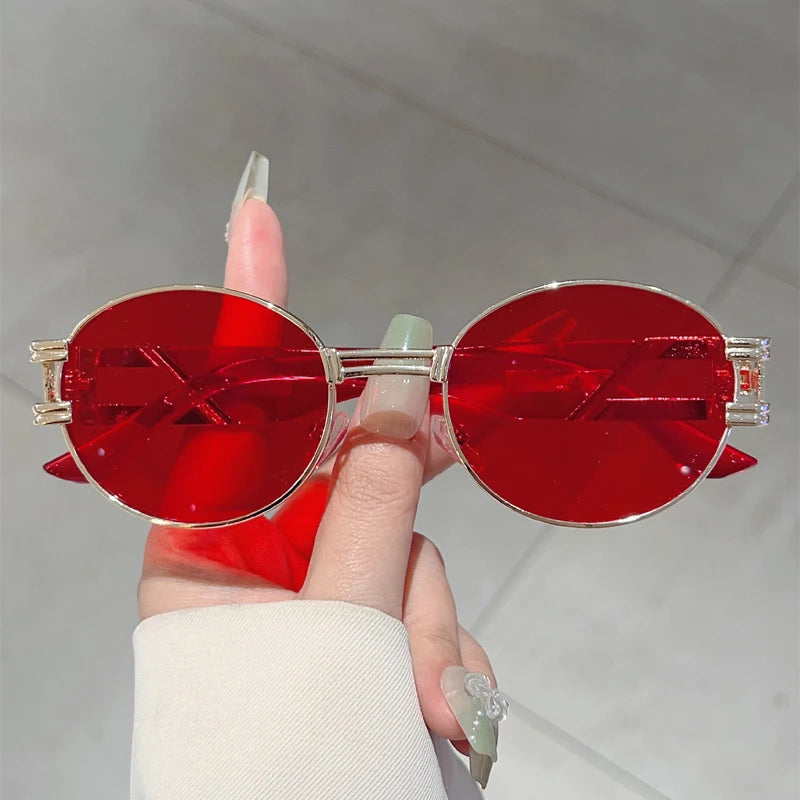 Unisex Vintege Oval Gradient Casual Sunglasses
