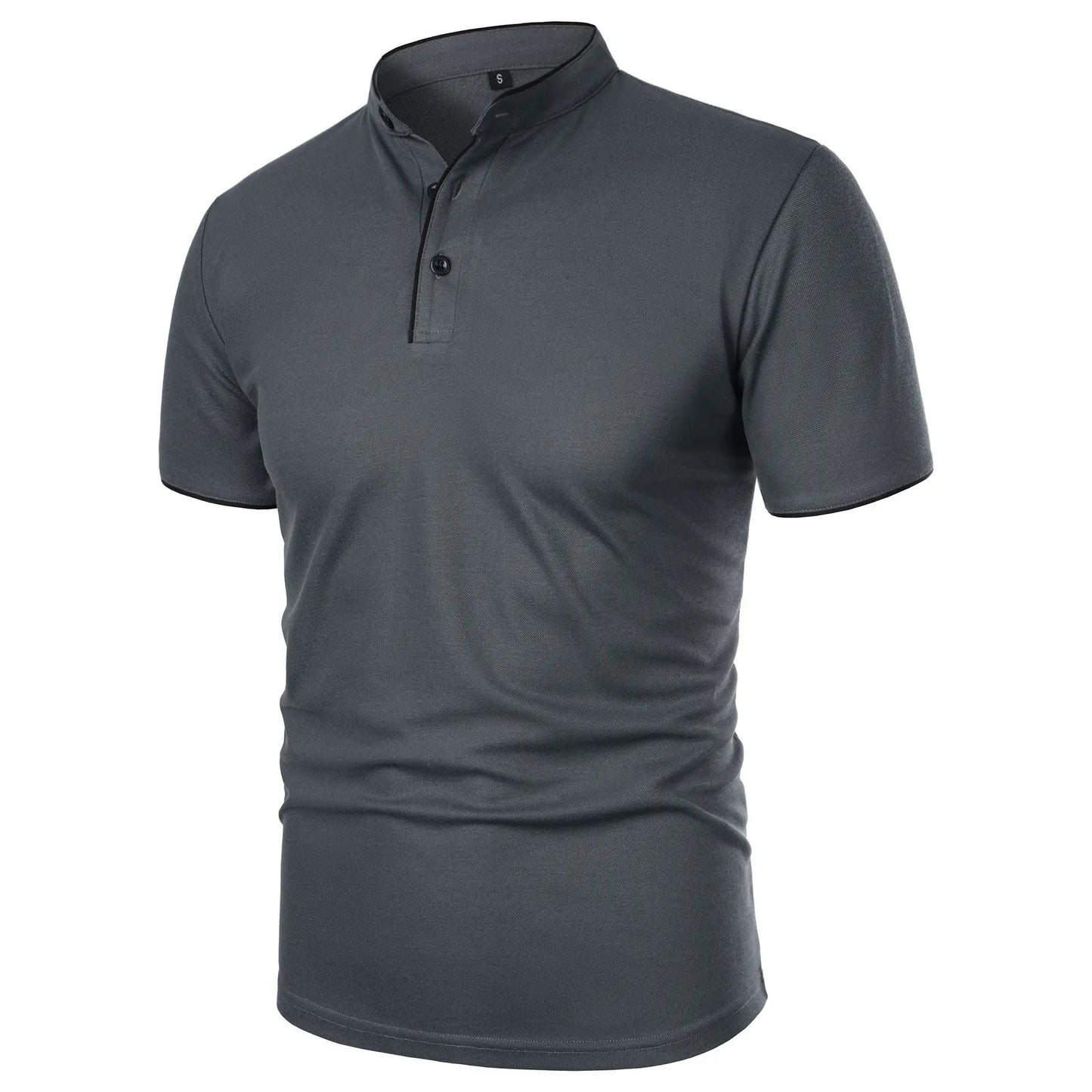Men's Summer Short Sleeve Stand Collar Smart Casual Slim Fit Lightweight T-Shirt