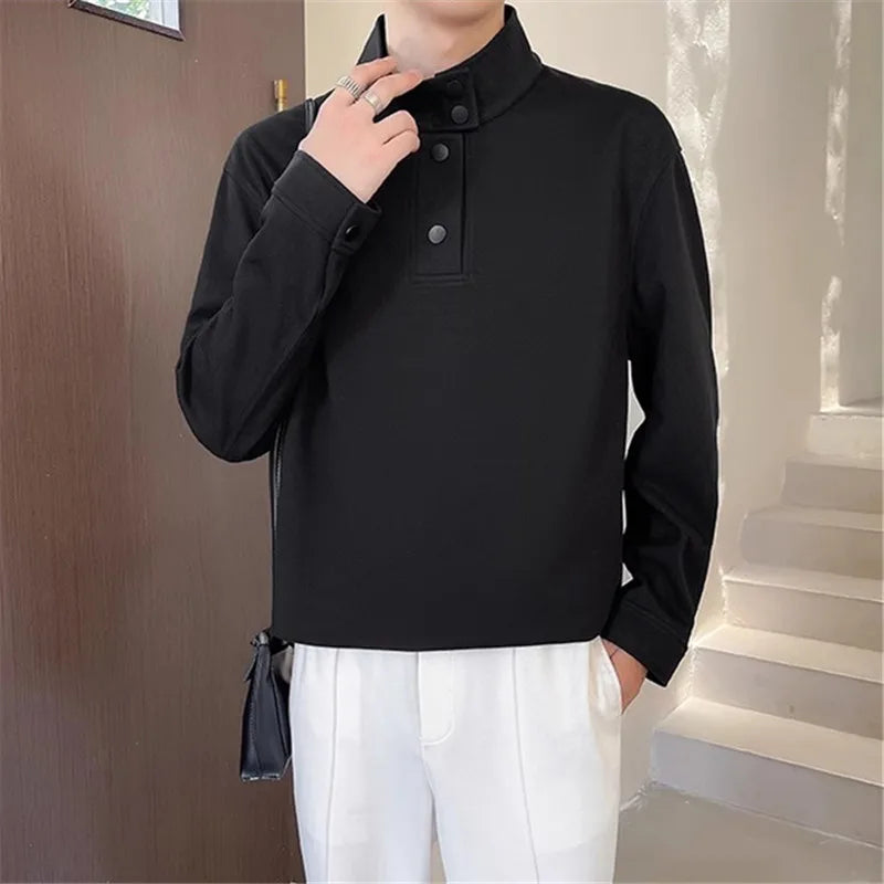 Men's Stand Collar Sweatshirt - Casual Pullover Hoodie