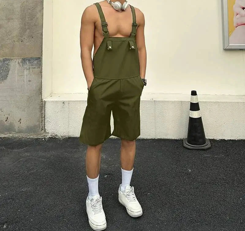 Men's Sleeveless Suspender Overalls Shorts