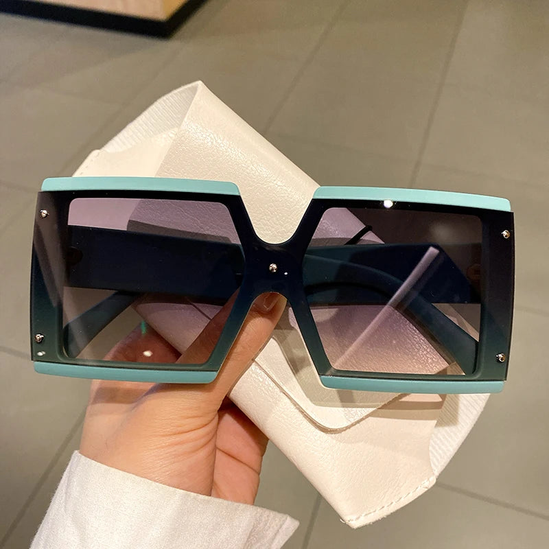 Women's Square Oversized One-pieces Gradient Sunglasses