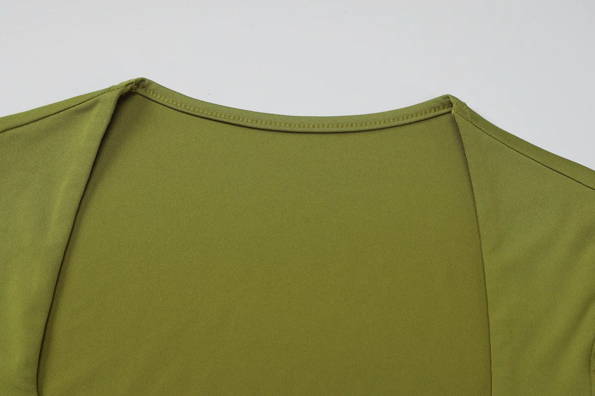 Women's Y2K Square Collar Cropped Top - Short Sleeve Slim Fit Summer Tee