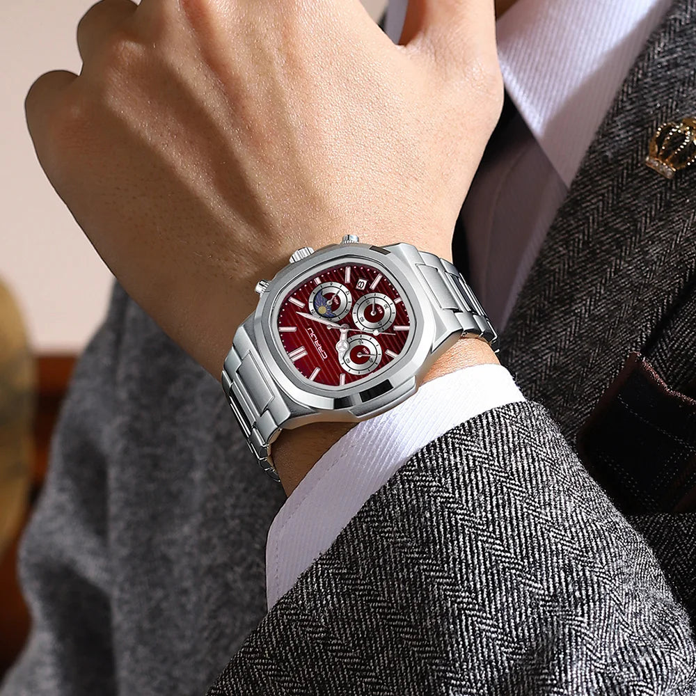 Men's Waterproof Pilot Chronograph Watch - Luminous Stainless Steel Timepiece