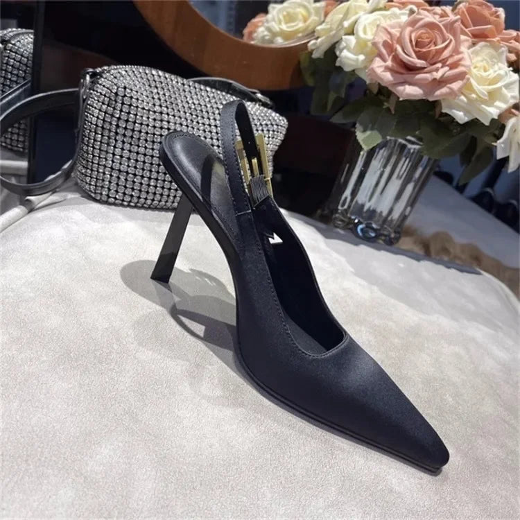 Women's Pointed Stiletto Sandals - One-Line Buckle Strap High Heels