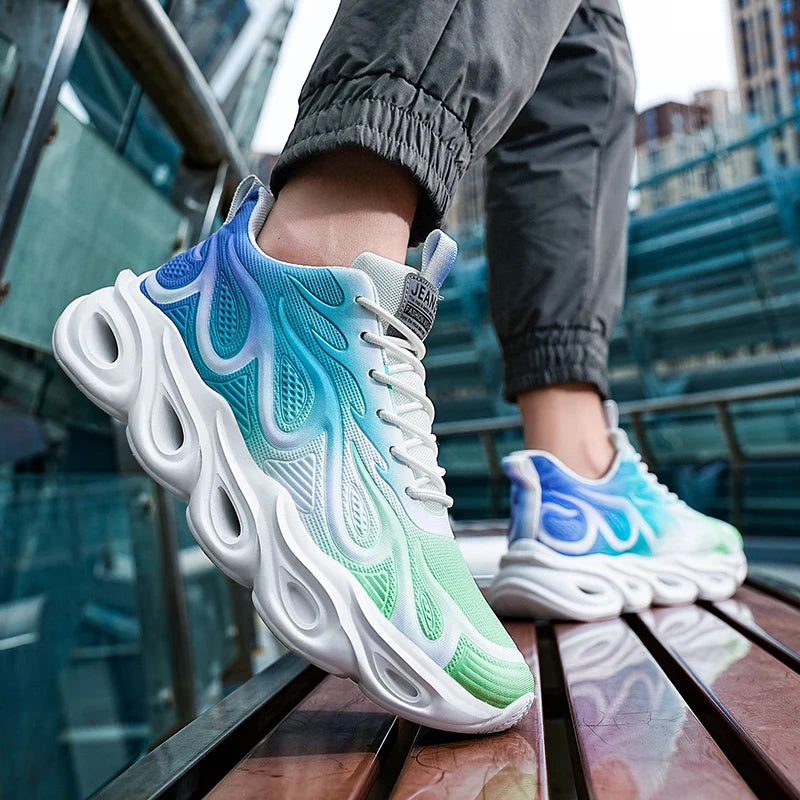 Men's Casual Sneakers Breathable Sports Light Running Tennis Sneaker Lace Up Platform Trainers Shoes