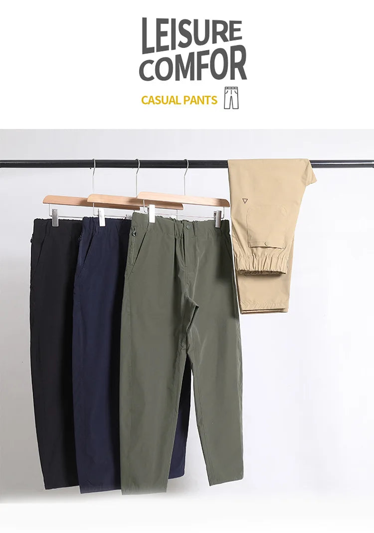 Men's Casual Trousers Slim Fit Ankle-Length Elastic Stretch Pants