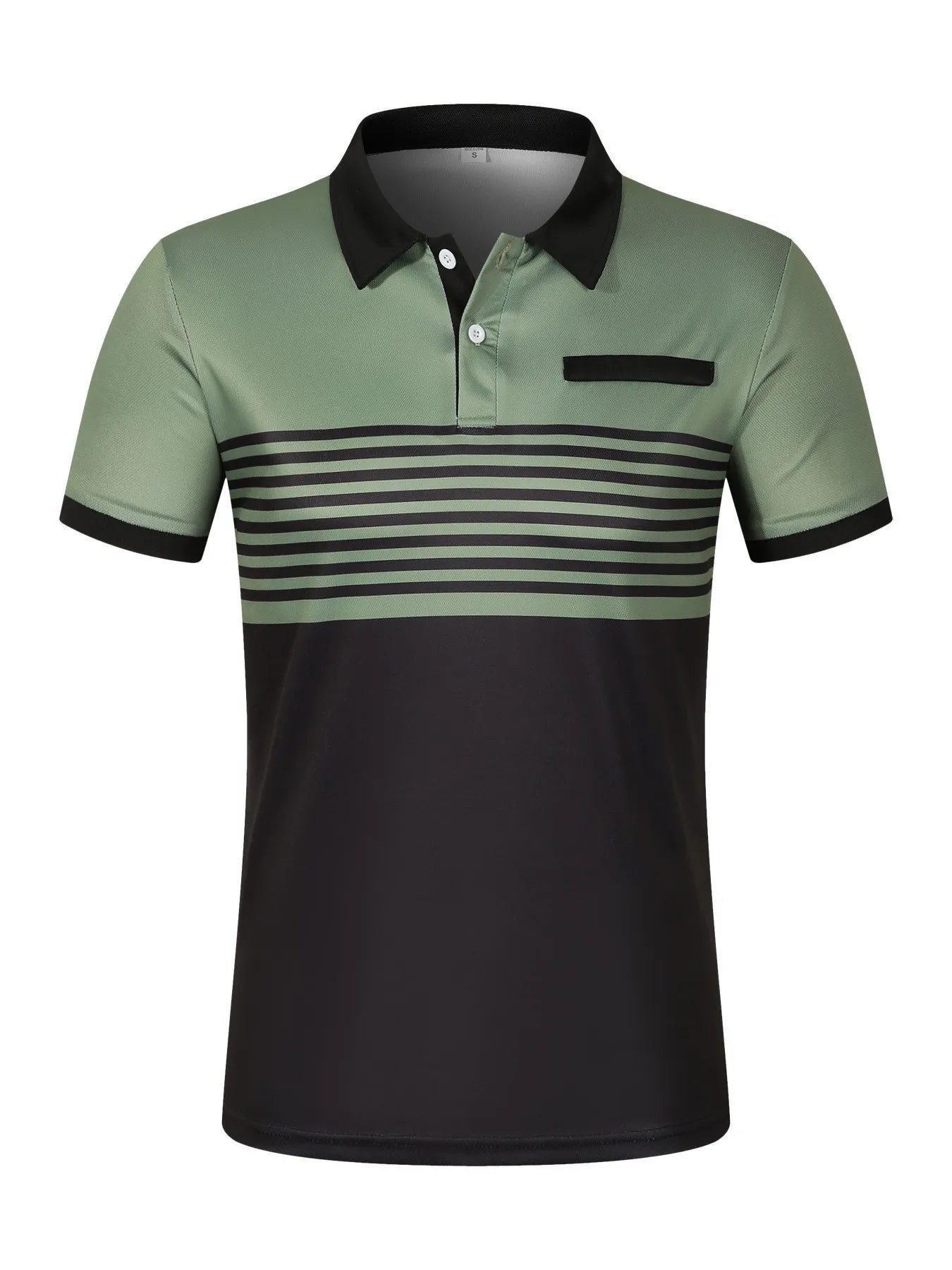 Men's Summer Polo Patchwork Short Sleeve Smart Casual Striped Turn Down Collar Shirt