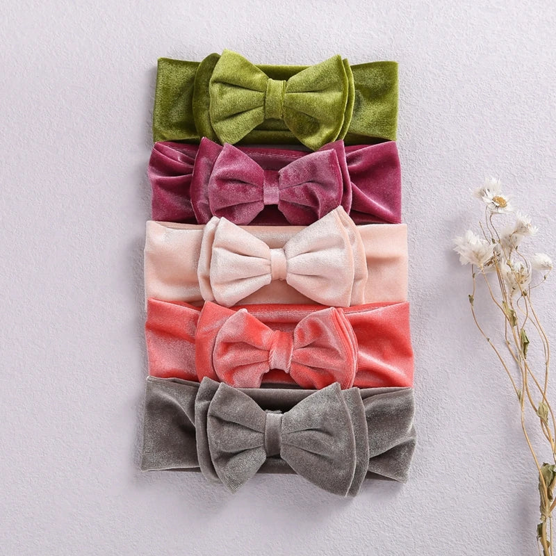 Toddler Baby Girls Bow Headbands Soft Stretchy Velvet Hairbands Hair Accessories