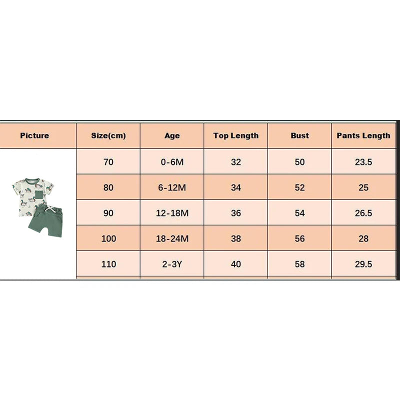 Baby Boys Duck Print Outfit Set - Patchwork T-Shirt with Elastic Waist Shorts