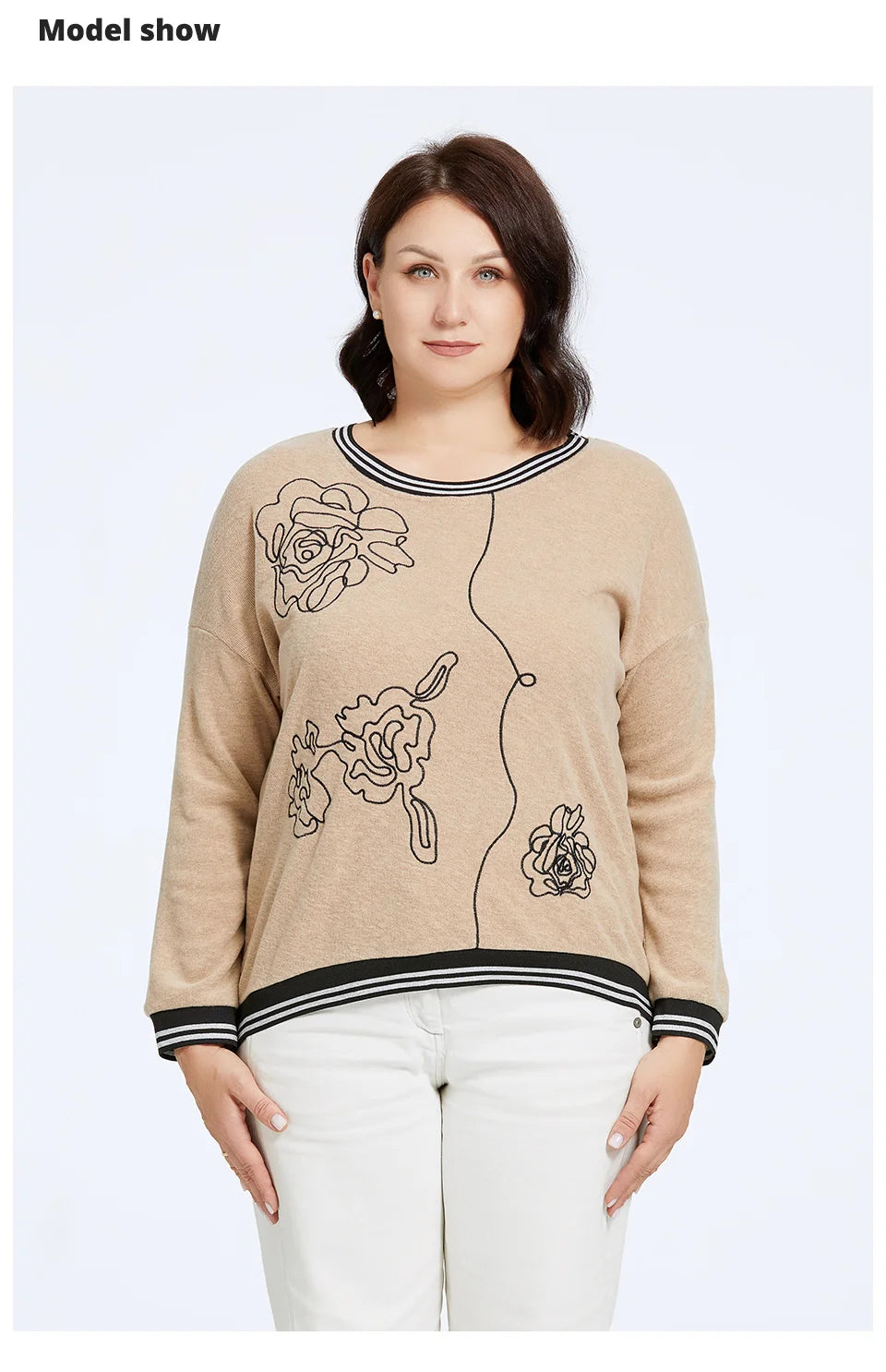 Women's Oversized Flower Embroidery Knitted Jumper
