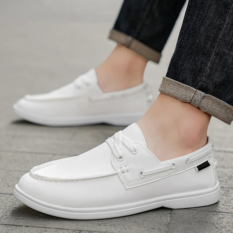 Men's Leather Slip-On Boat Shoes - Breathable Casual Loafers