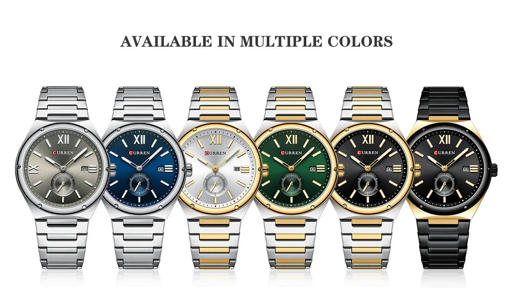 Premium Waterproof Business Watch - Luminous Date Display Stainless Steel Square Quartz
