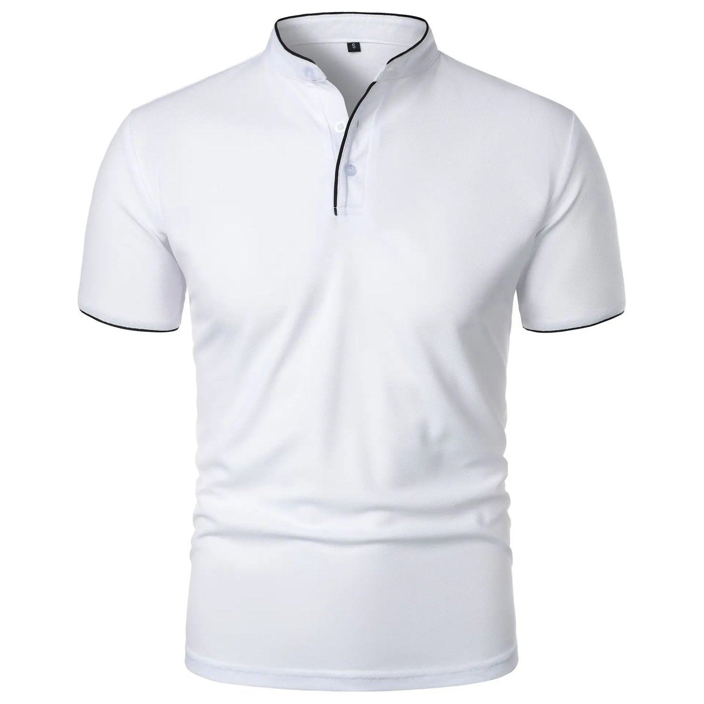 Men's Summer Short Sleeve Stand Collar Smart Casual Slim Fit Lightweight T-Shirt