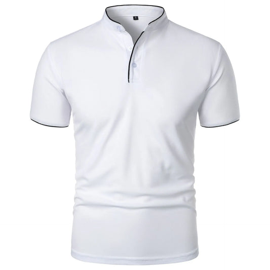 Men's Solid Stand Collar Short Sleeve T-Shirt | 9 Colours | S–3XL