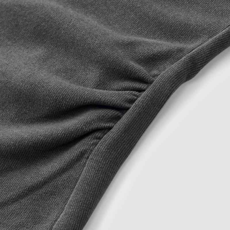 Long Sleeve Cropped Thermal Fleece Layered Henley Neck Slim Fit Top