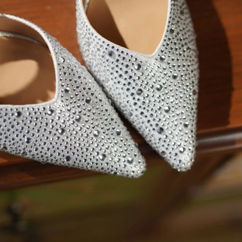 Women's Pointed Toe Rhinestone Wedding Sandals - Bowknot Pendant Pumps