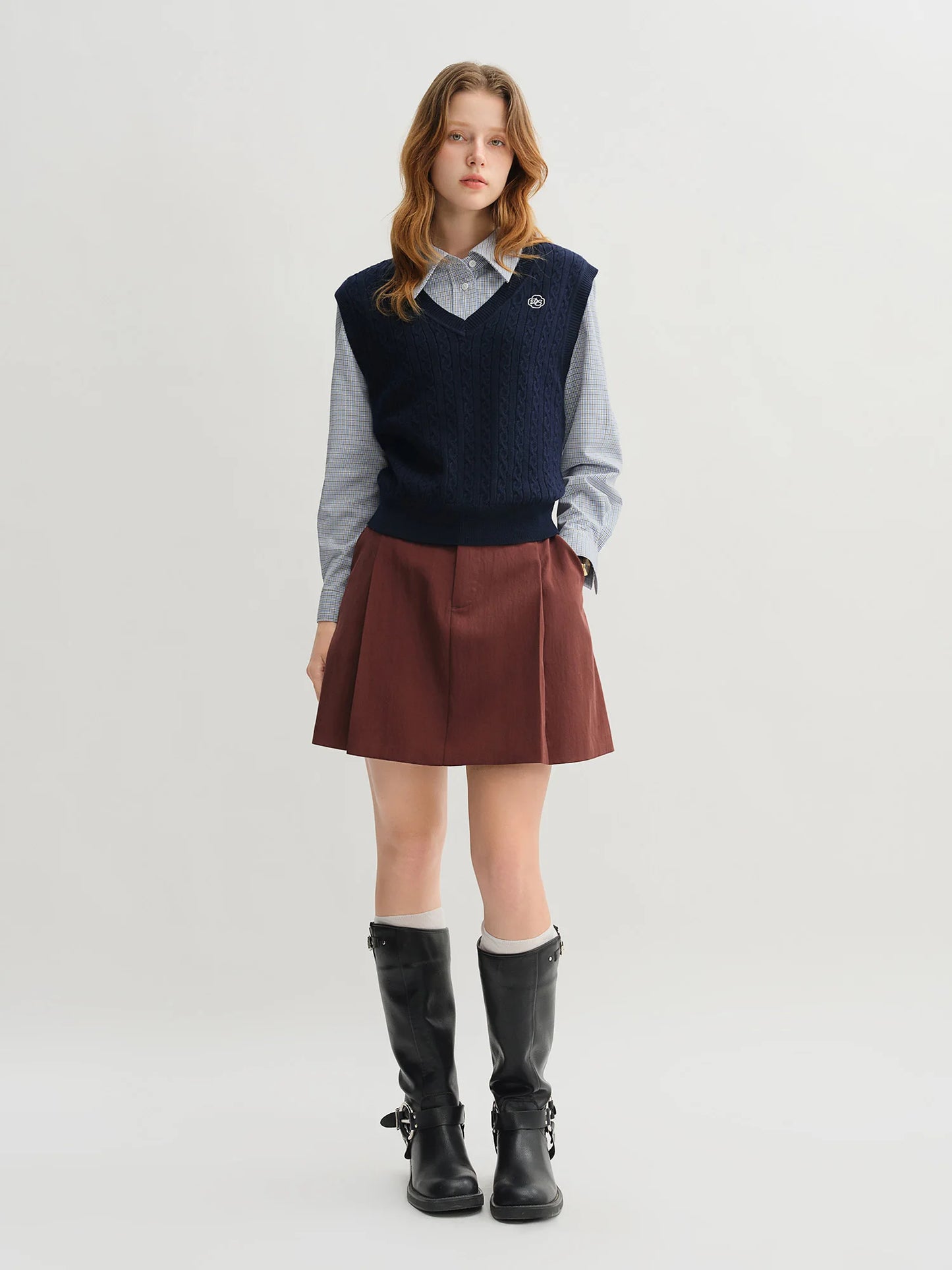 Cable Knit Vest - White V-Neck Sleeveless Pullover